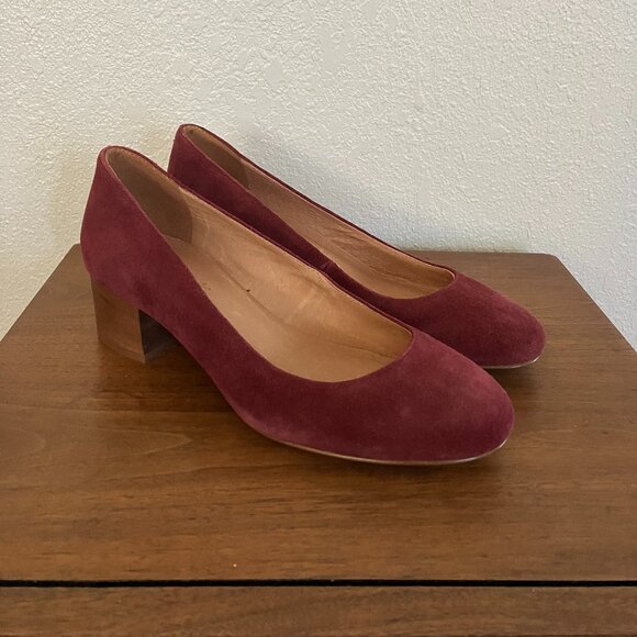 Madewell Low-Heel Pump in Suede Us Size 6.5 Dark Merlot - Picture 1 of 5